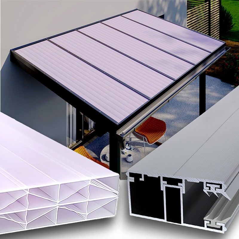 Compleet dak bouwpakket - Polycarbonaat platen 16 mm MAKROLON® UV 5X-Structuur IQ Relax opaal